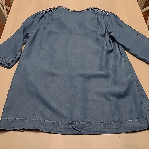 LIKE NEW Y2K Kenneth Cole Reaction Denim Look with Western Trim Mini Dress/Tunic - Picture 10 of 13